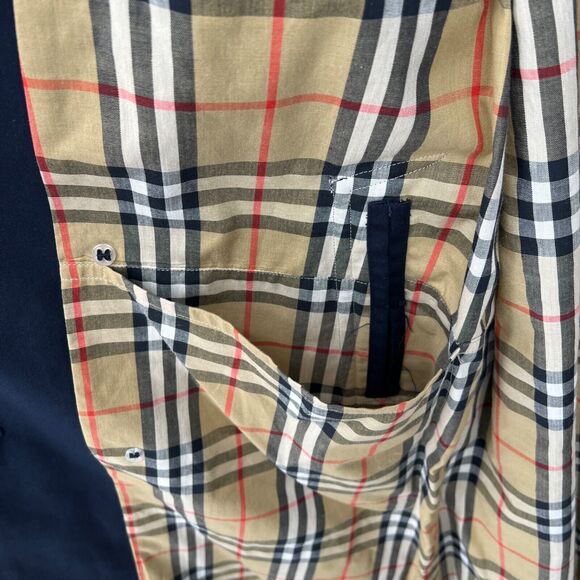 Vintage Burberrys Of London Trench Coat Size 40 Long Navy Blue Belted Pockets - Picture 8 of 16